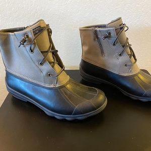 Sperry Saltwater Duck Boots, Gray/Navy NWOT